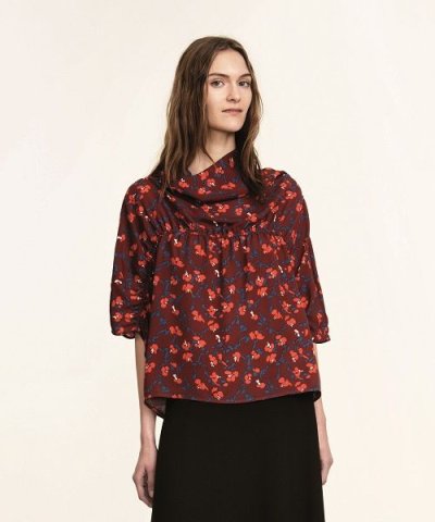 画像1: 40%OFF!! マリメッコ Marimekko / Ereen シャツ / ブリック×レッド×ペットロール