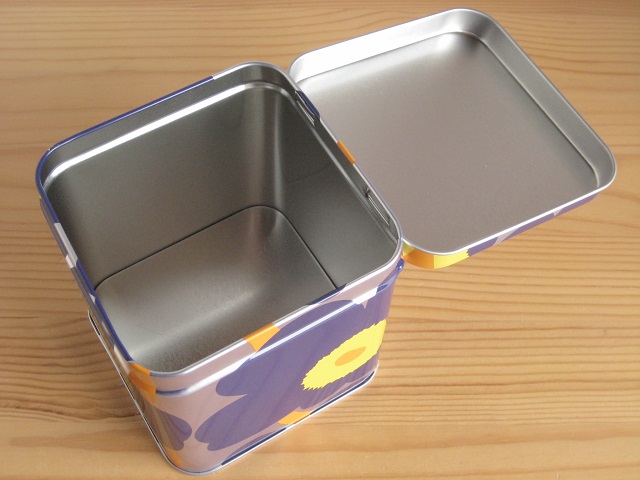 画像: マリメッコ Marimekko/ウニッコ Unikko（ブルー×シルバー）/カンケース Tin Box（缶ボックス） 