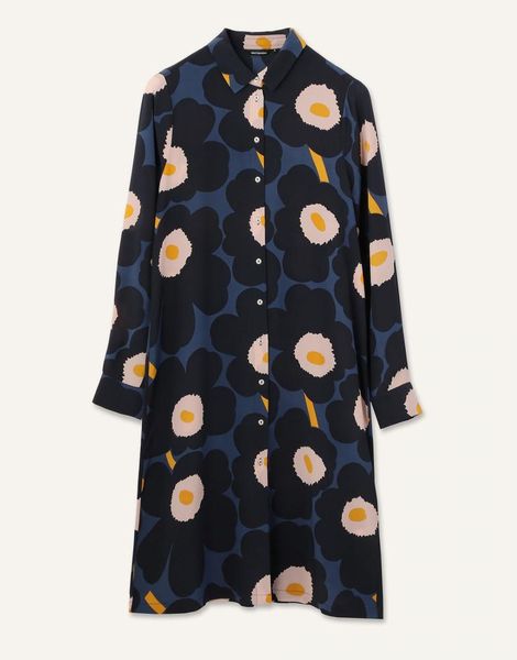 画像: マリメッコ Marimekko /ウニッコ Unikko / Bettina dress（ブルー×ダークブルー×オレンジ）