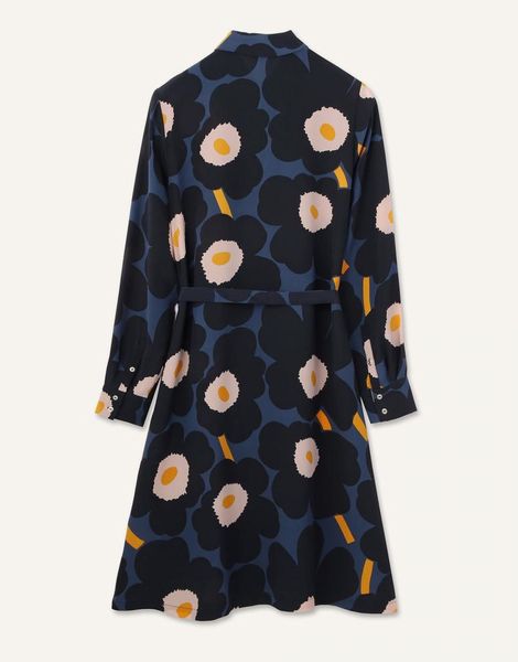 マリメッコ Marimekko /ウニッコ Unikko / Bettina dress（ブルー×ダークブルー×オレンジ） 北欧雑貨